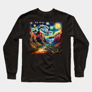 Zion National Park Starry Night - Beautiful Iconic Places Long Sleeve T-Shirt